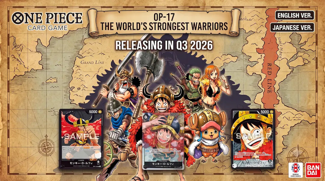 One Piece OP-17 The World's Strongest Warriors: Everything You Should Know About This Release artwork showcasing characters and card game details.