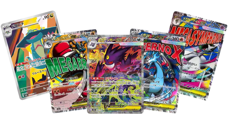 Pokémon TCG Mega Dream: Uitgelichte Pokémon-kaarten met krachtige ontwerpen en vaardigheden.