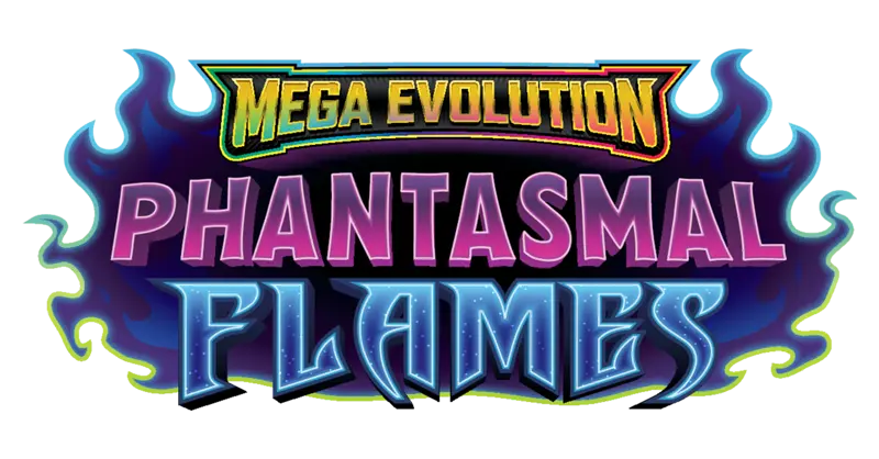 Mega Evolution Phantasmal Flames logo representing the upcoming Pokémon TCG Phantasmal Flames Set: What you should know about this upcoming release.