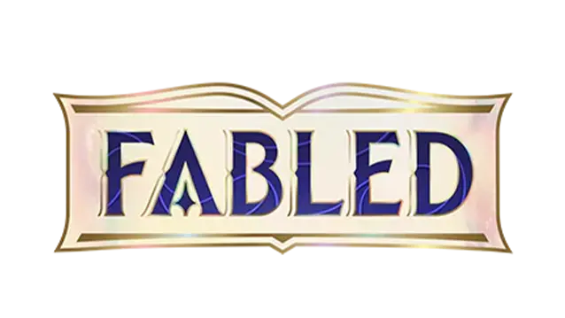 Set 9: Fabled logo from Disney Lorcana collection featuring the word 'Fabled' in blue and gold.