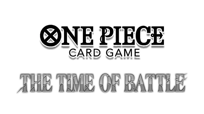 One Piece Card Game logo featuring OP-16 The Time of Battle collection title, representing the TCG expansion.