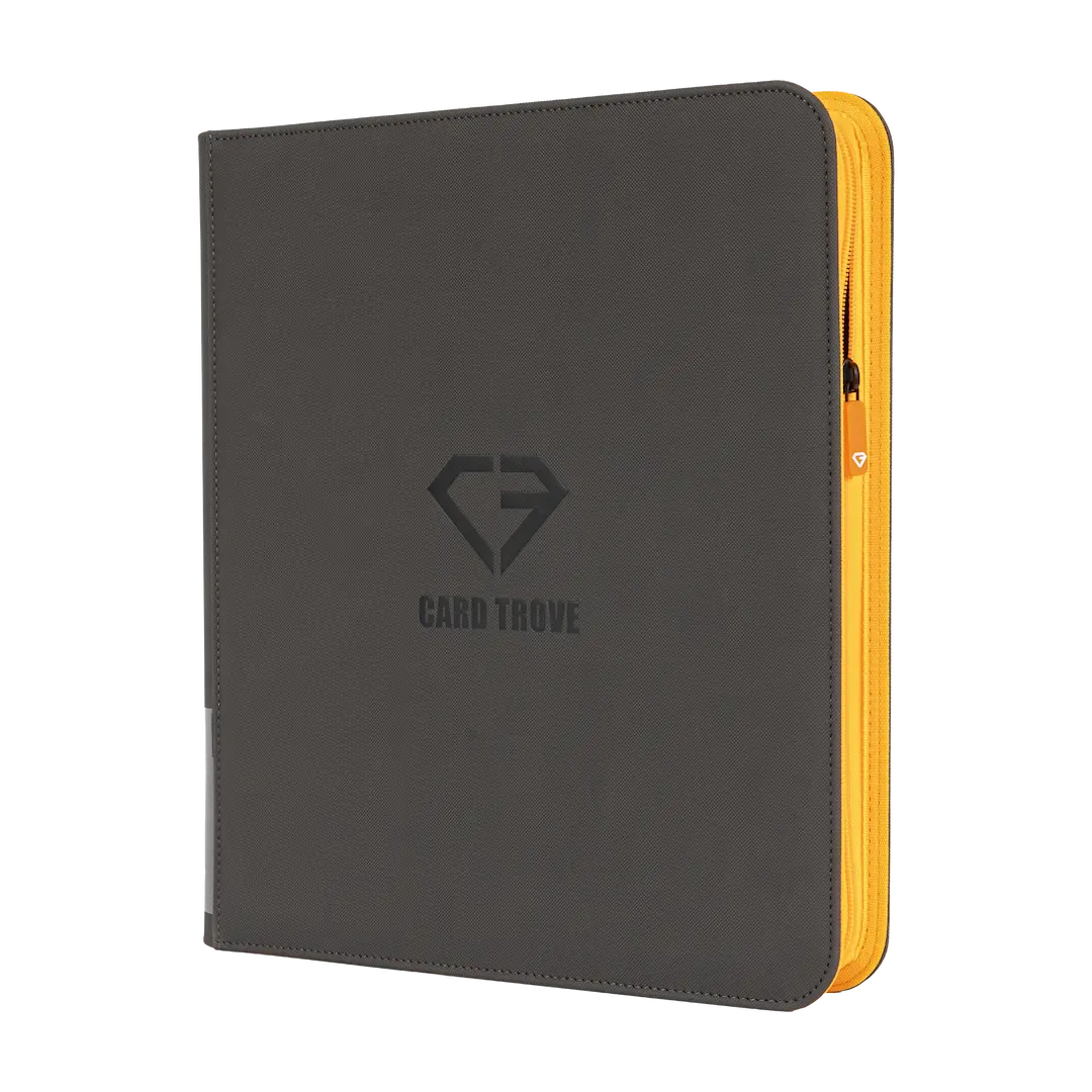 12-Pocket Card Binder - Trove Limited in sleek design with logo and vibrant zipper.