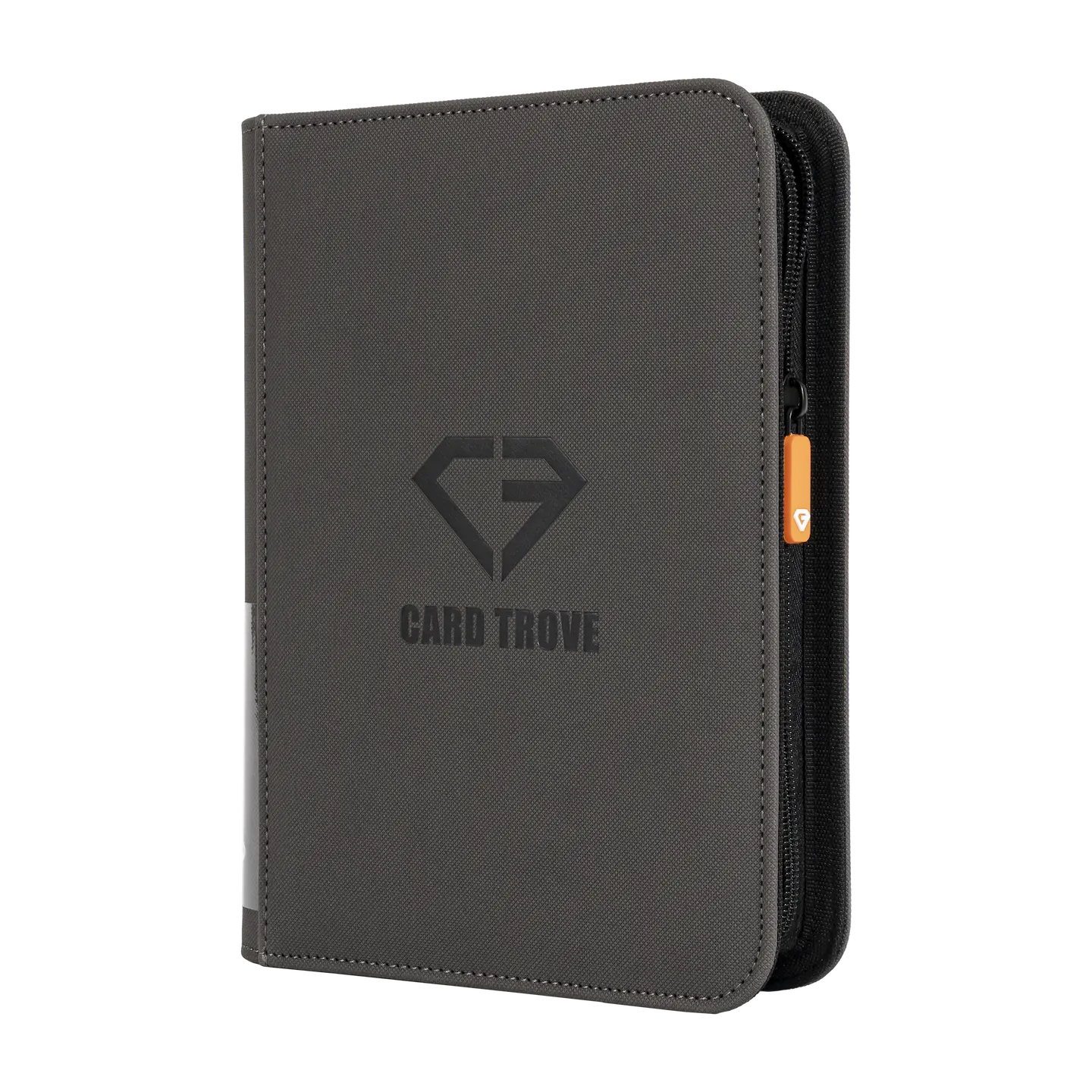 4-Pocket Card Binder Grey with zip closure for storing standard trading cards securely