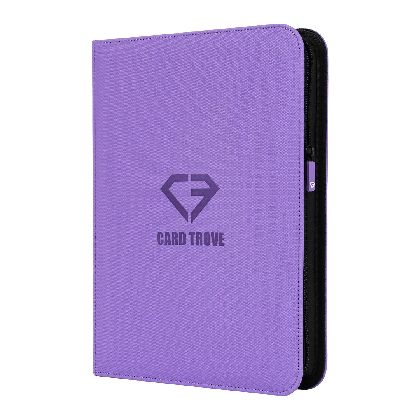 9-Pocket Card Binder Purple with zipper for secure card storage and premium finish.