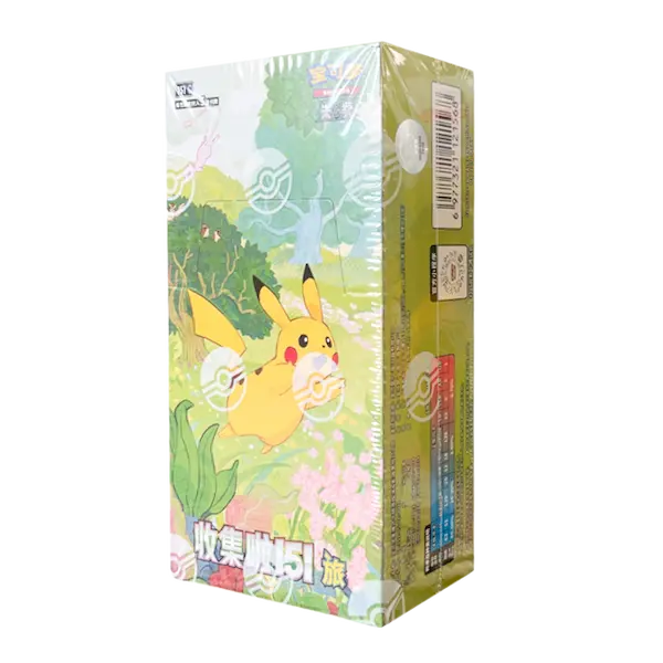 Collect 151 Journey Chinese Slim Booster Box featuring Pikachu, perfect for Pokémon collectors.