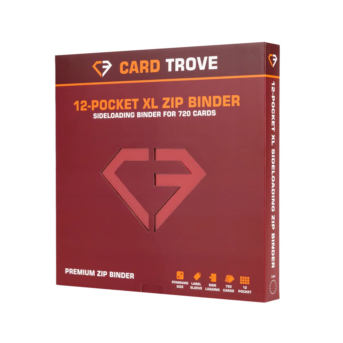 12-Pocket XL Card Binder Red packaging showcasing premium sideloading binder for 720 cards.