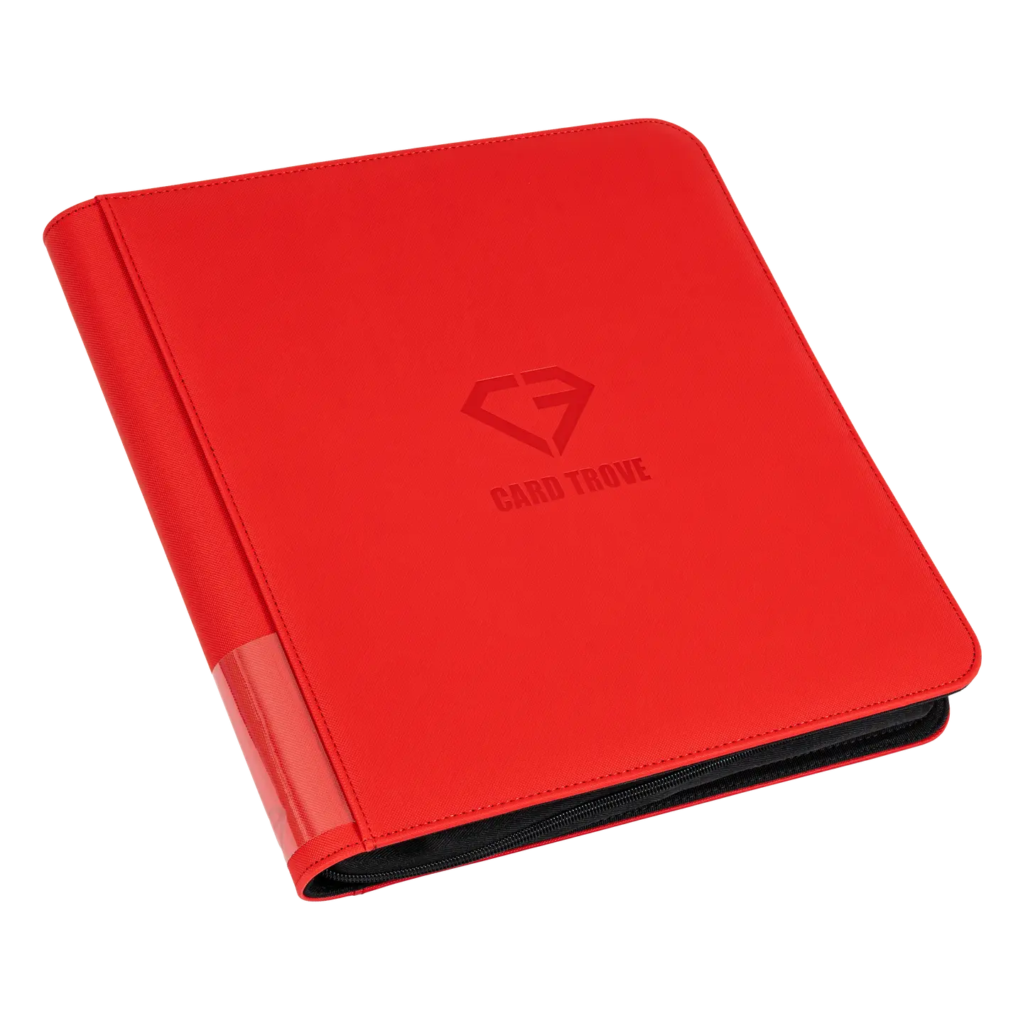 12-Pocket XL Card Binder Red for storing up to 720 trading cards, featuring a durable zipper and splash-resistant finish.