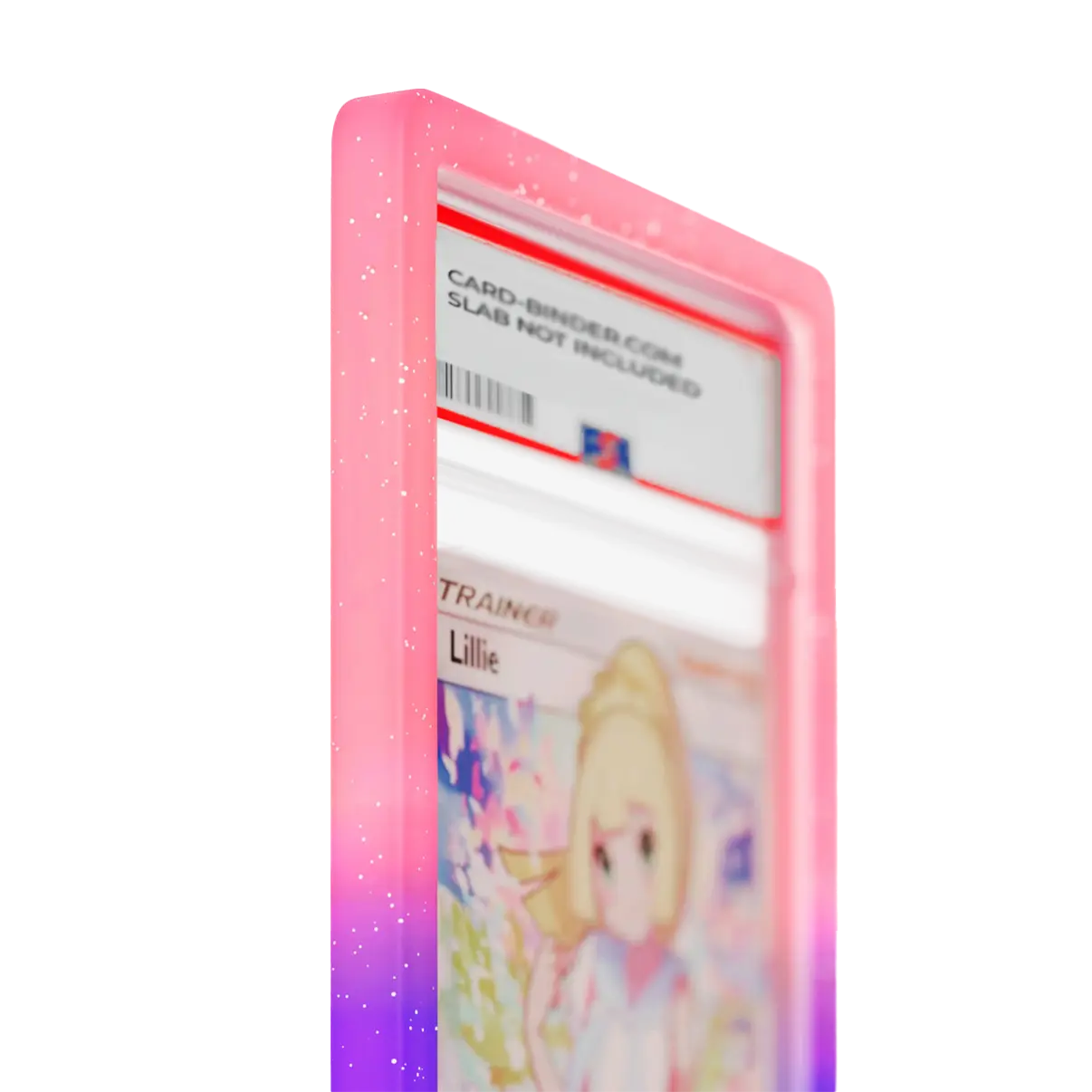 PSA Slab Guard - Blooming in beautiful purple and pink gradient, protecting a Lillie PSA 10 Slab.