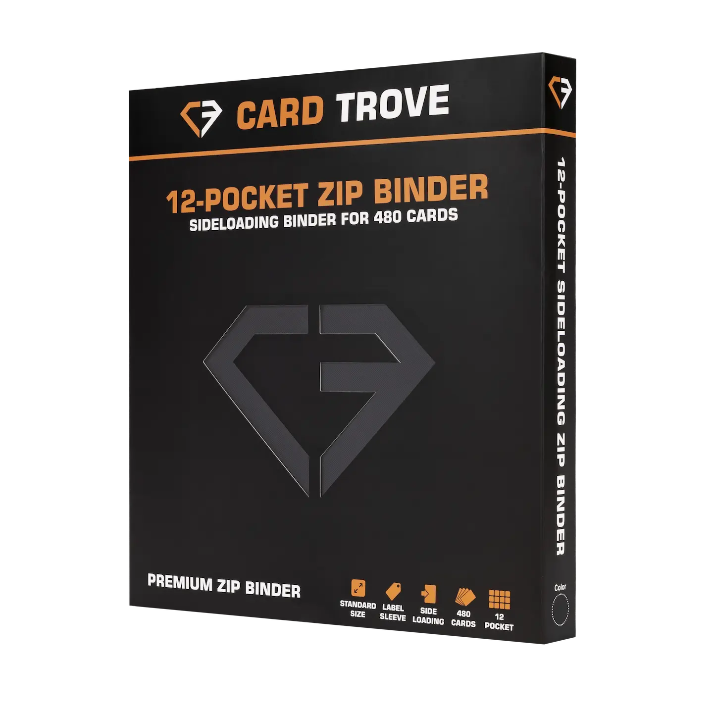 12-Pocket Card Binder Black by Card Trove with premium zippers for 480 standard trading cards.