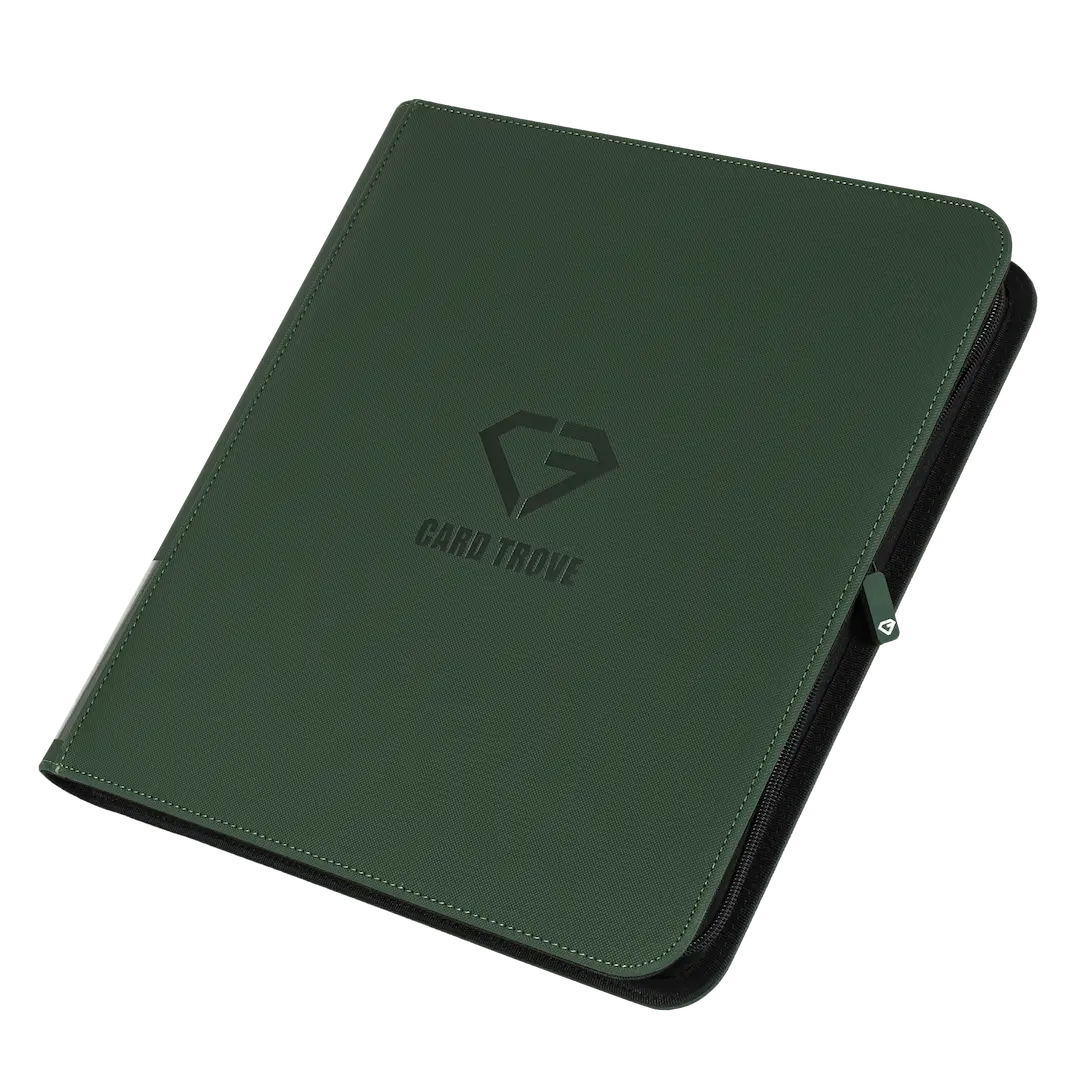 12-Pocket Card Binder Green, premium card binder for 480 standard trading cards, splash and impact resistant.