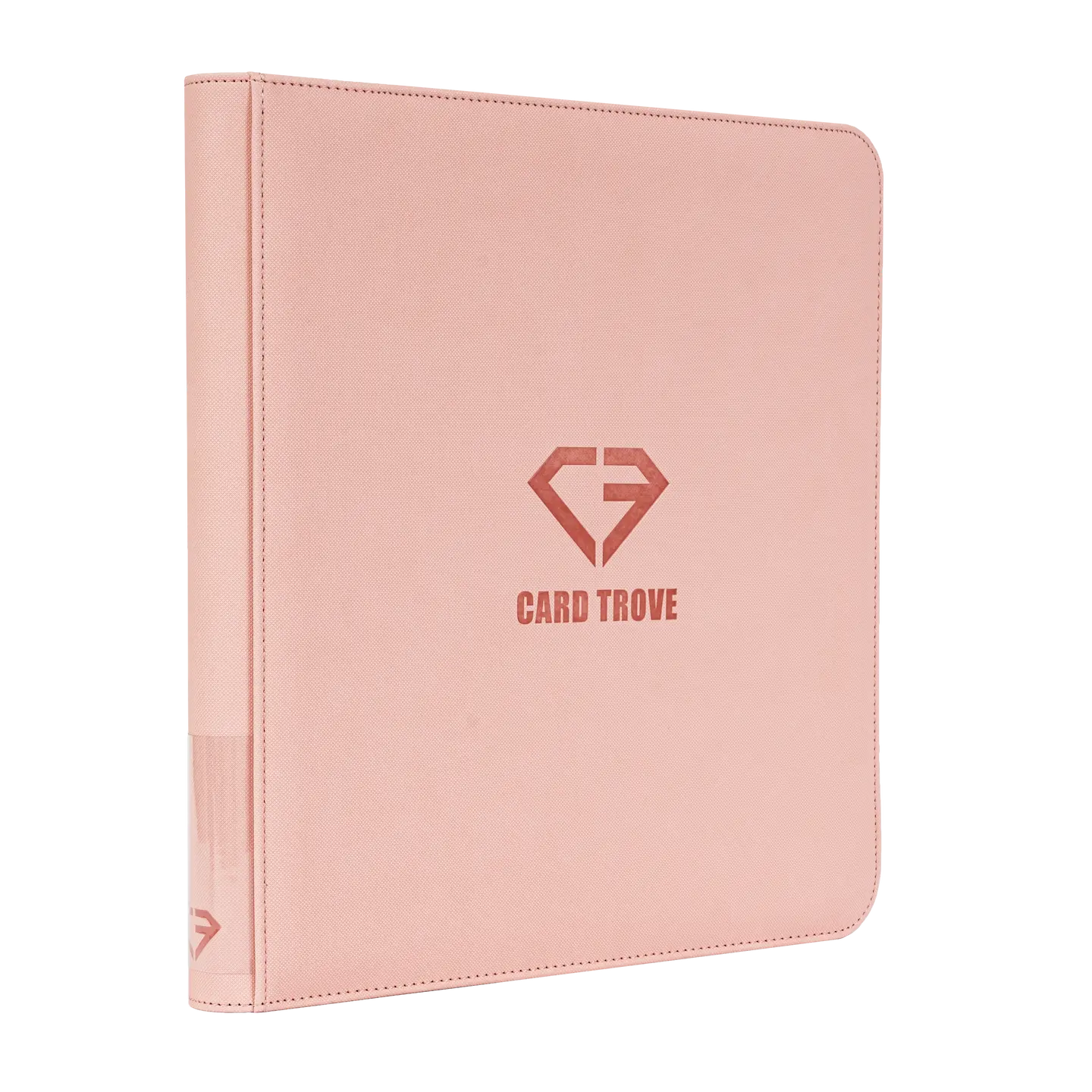 12 Pocket Card Binder Pink for storing 480 standard trading cards, featuring durable and splash-resistant design.