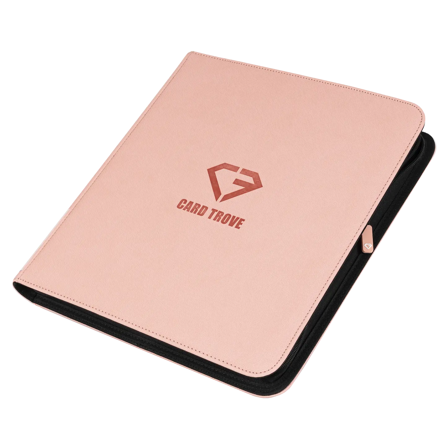 12 Pocket Card Binder Pink with a smooth zipper and premium finish for trading card storage.