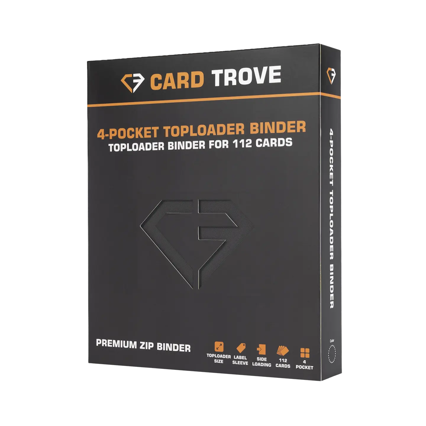 4-Pocket Toploader Card Binder Grey packaging showing toploader binder for 112 cards