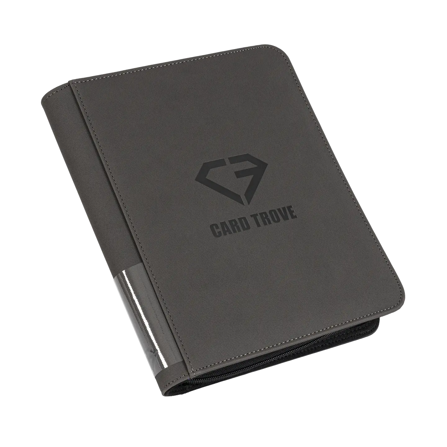 4-Pocket Toploader Card Binder Grey featuring a sleek design and durable construction for card storage.