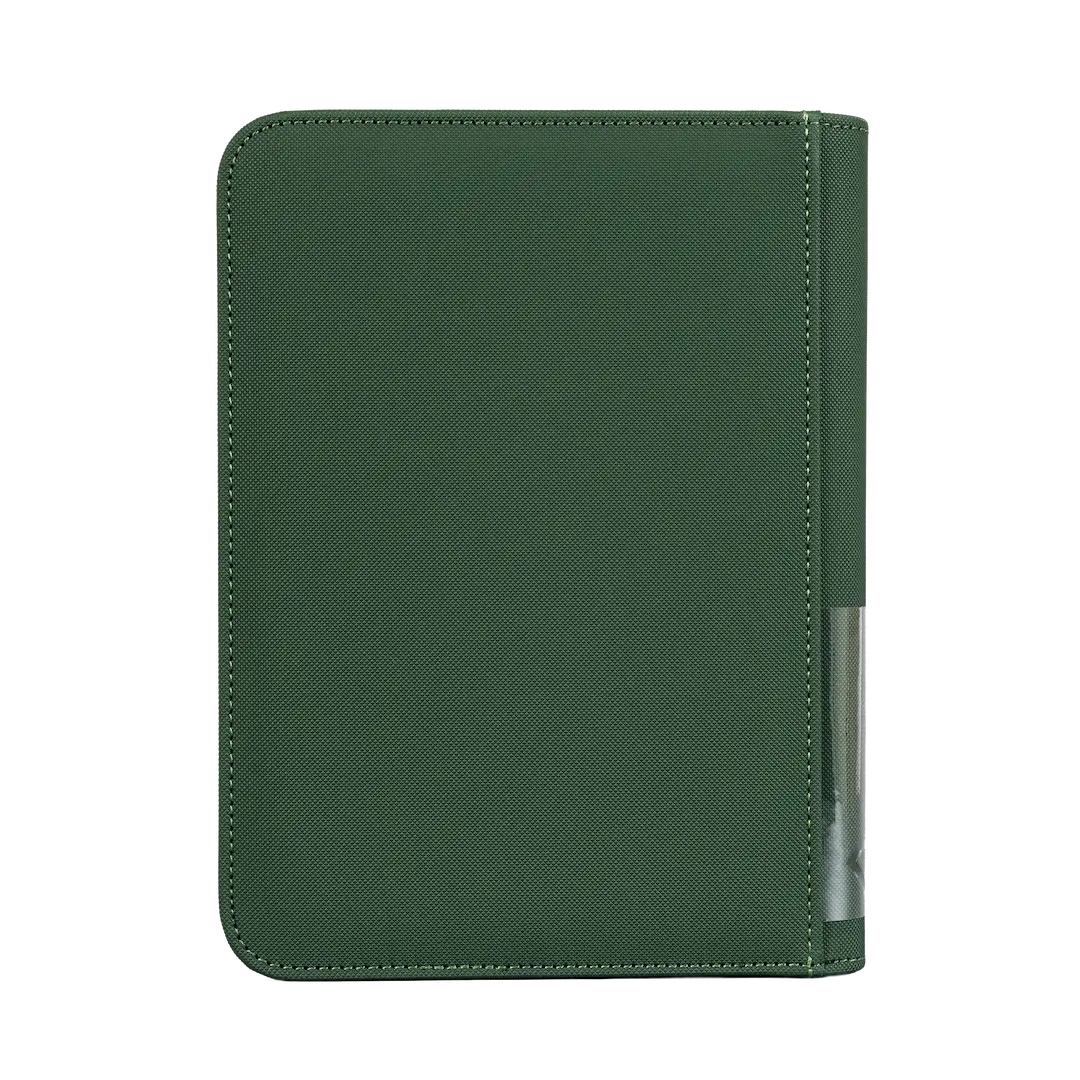 4-Pocket Card Binder Green shown with a sturdy design, ideal for storing trading cards securely.