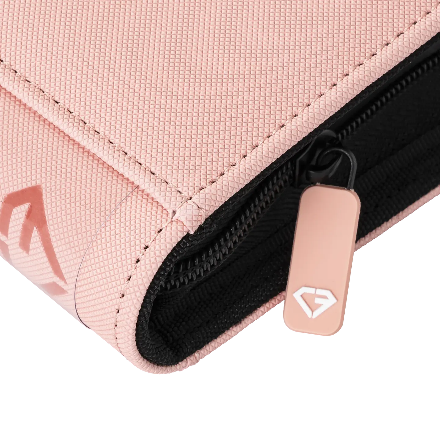 Close-up of the zipper and texture of the 4-Pocket Card Binder Pink showcasing its quality and design.