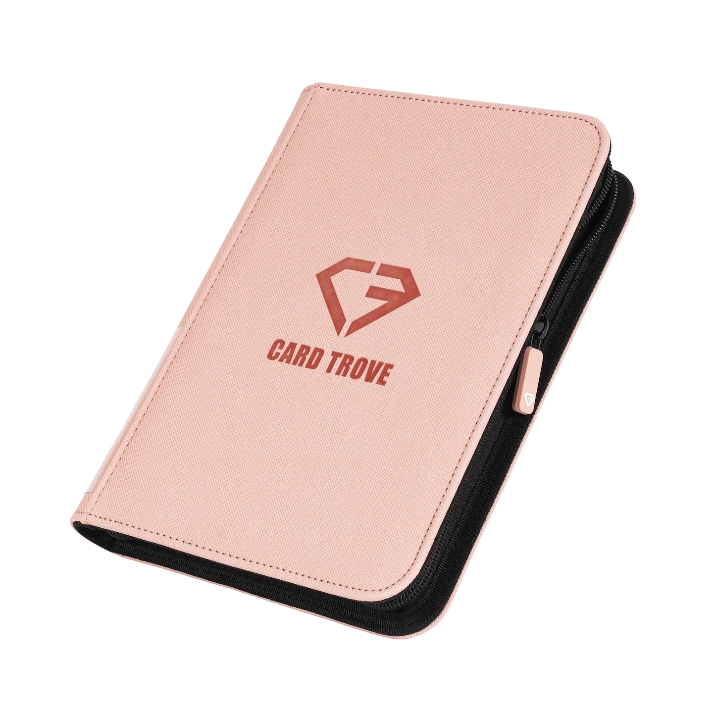 4-Pocket Card Binder Pink with zipper and logo, perfect for protecting trading cards.