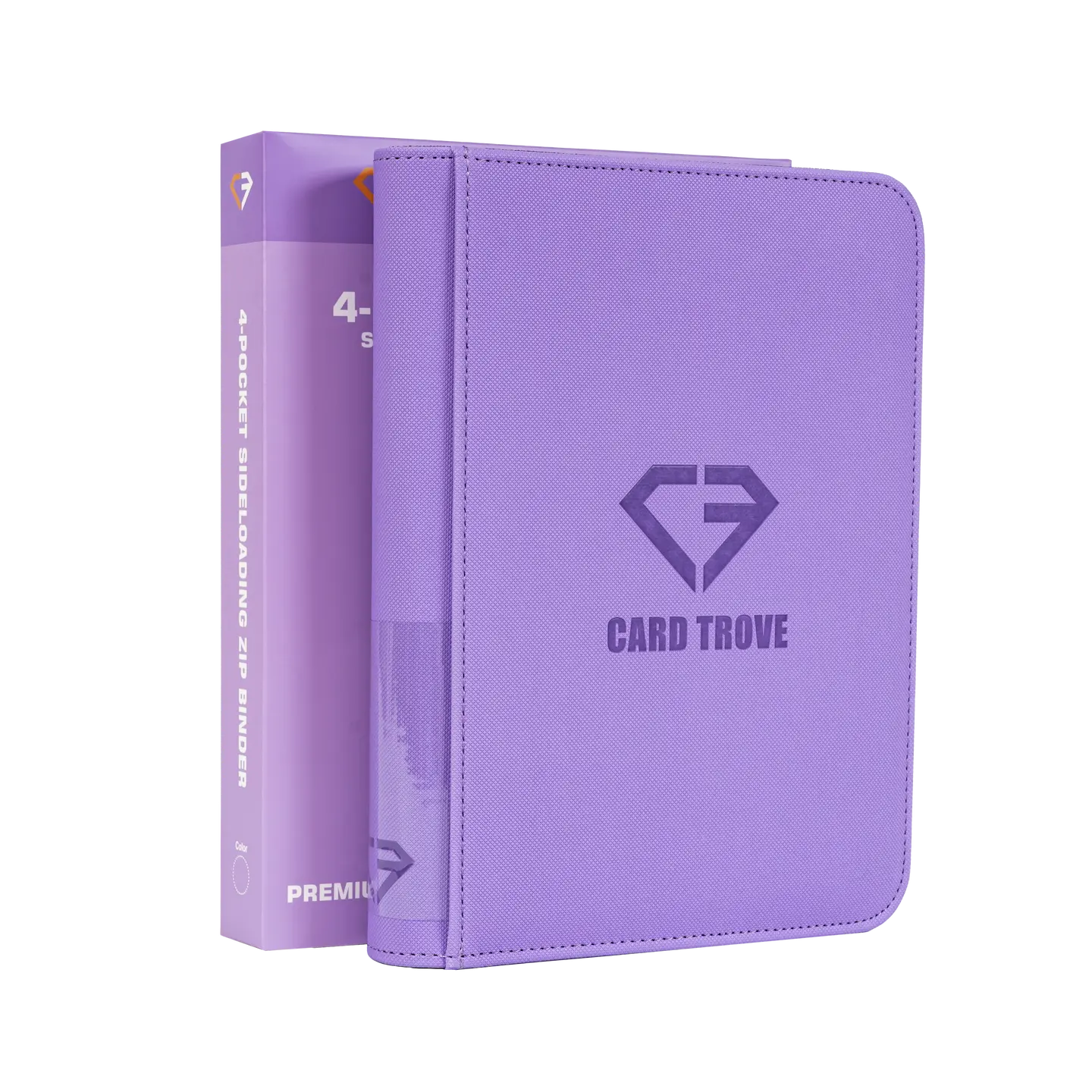 4-Pocket Card Binder Purple showcasing a premium design and ultra-clear compartments for trading cards.