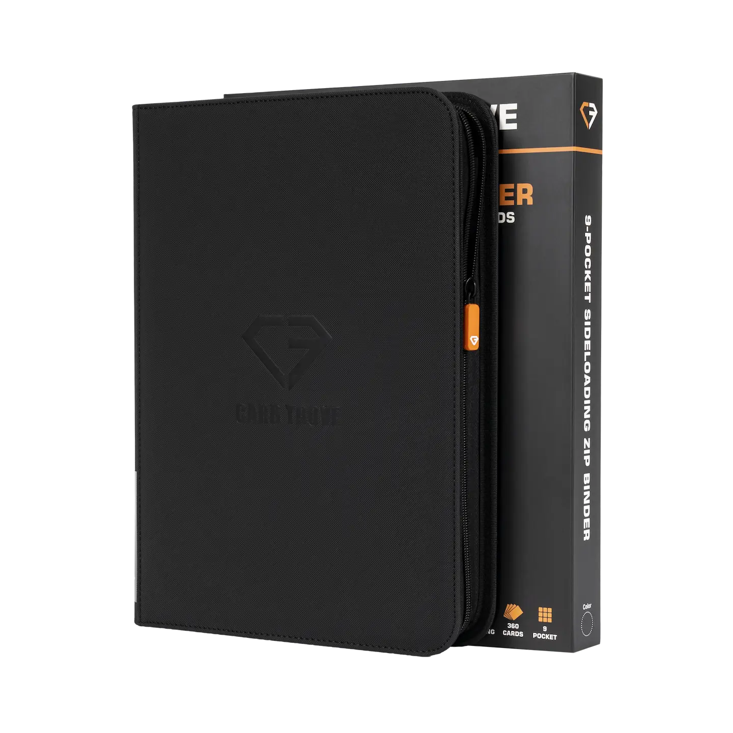 9-Pocket Card Binder Black displayed with packaging, perfect for storing trading cards securely.