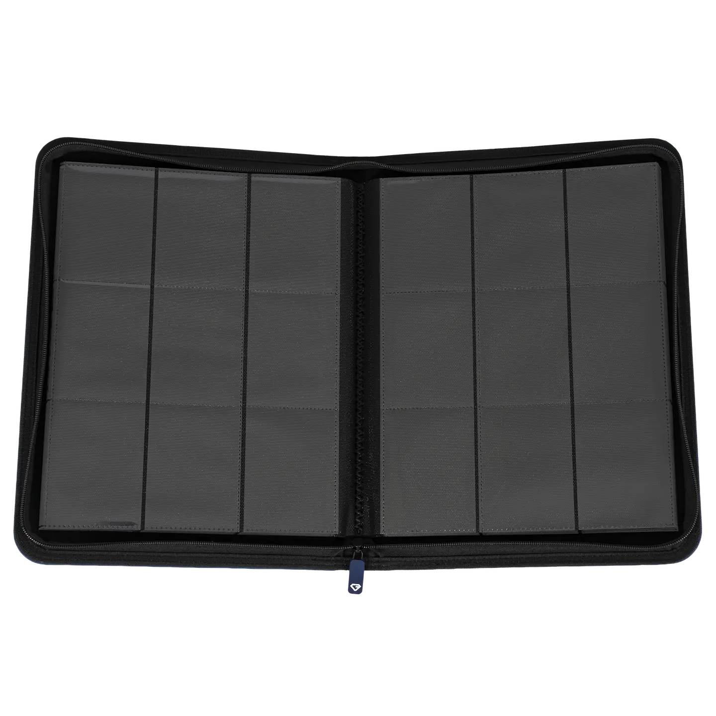 9-Pocket Card Binder Blue open view showing inner pages for storing trading cards.