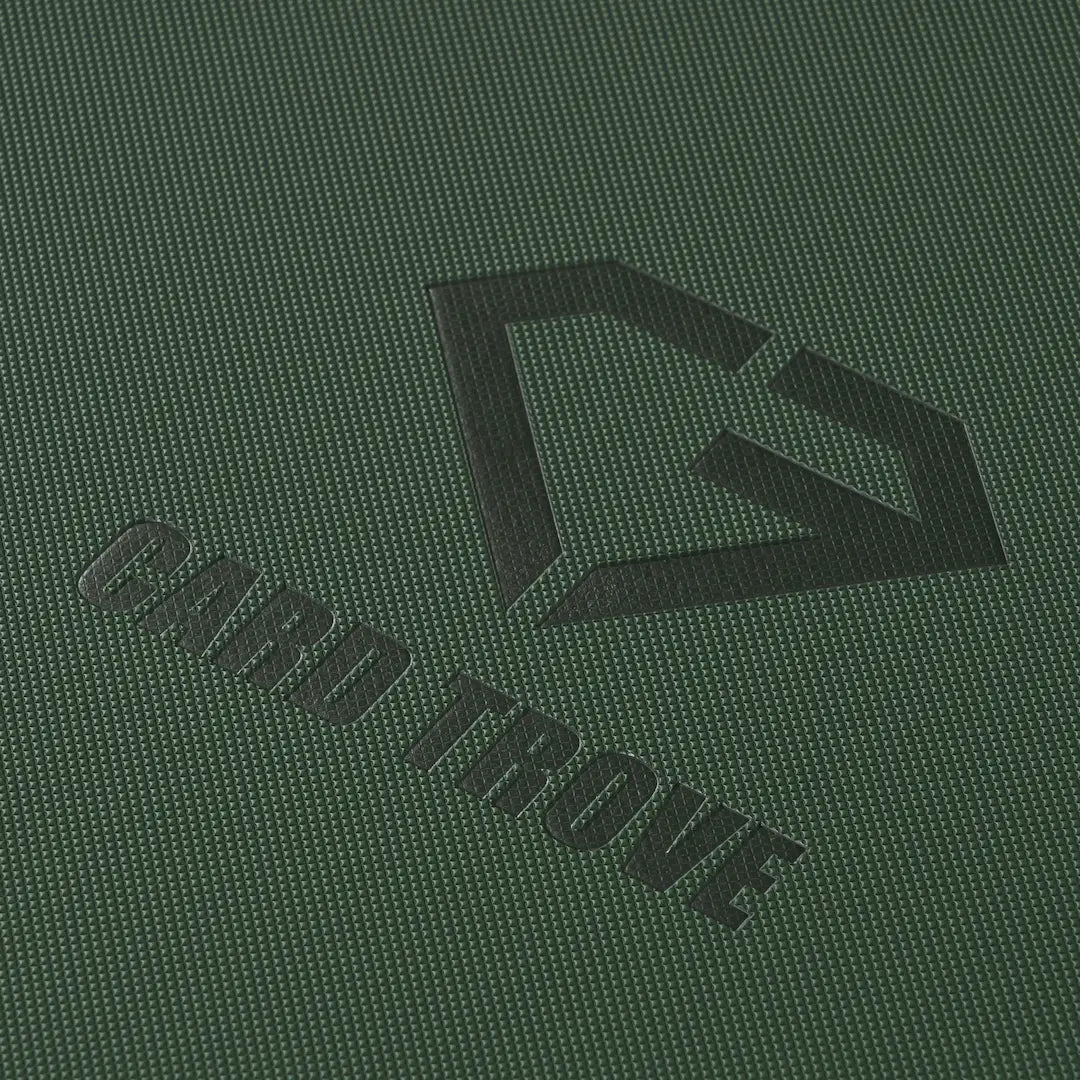 9-Pocket Card Binder Green with textured surface and CARD TROVE logo.