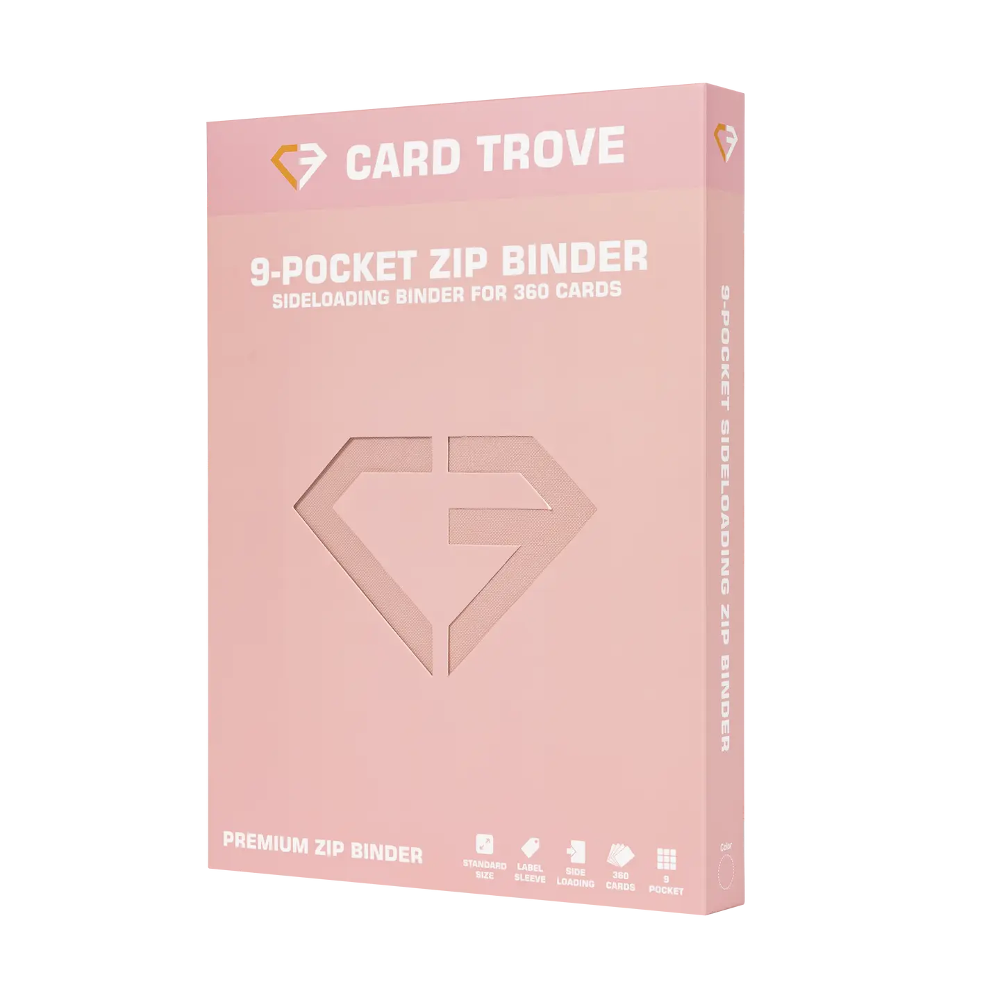 9 Pocket Card Binder Pink with sideloading compartments for 360 standard trading cards in a premium design.