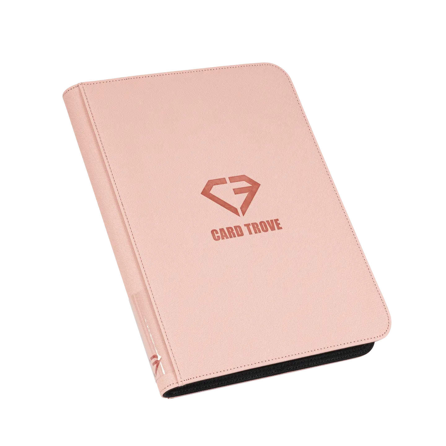 9 Pocket Card Binder Pink - pastel pink card binder for 360 standard trading cards with smooth zipper and ultra clear compartments.