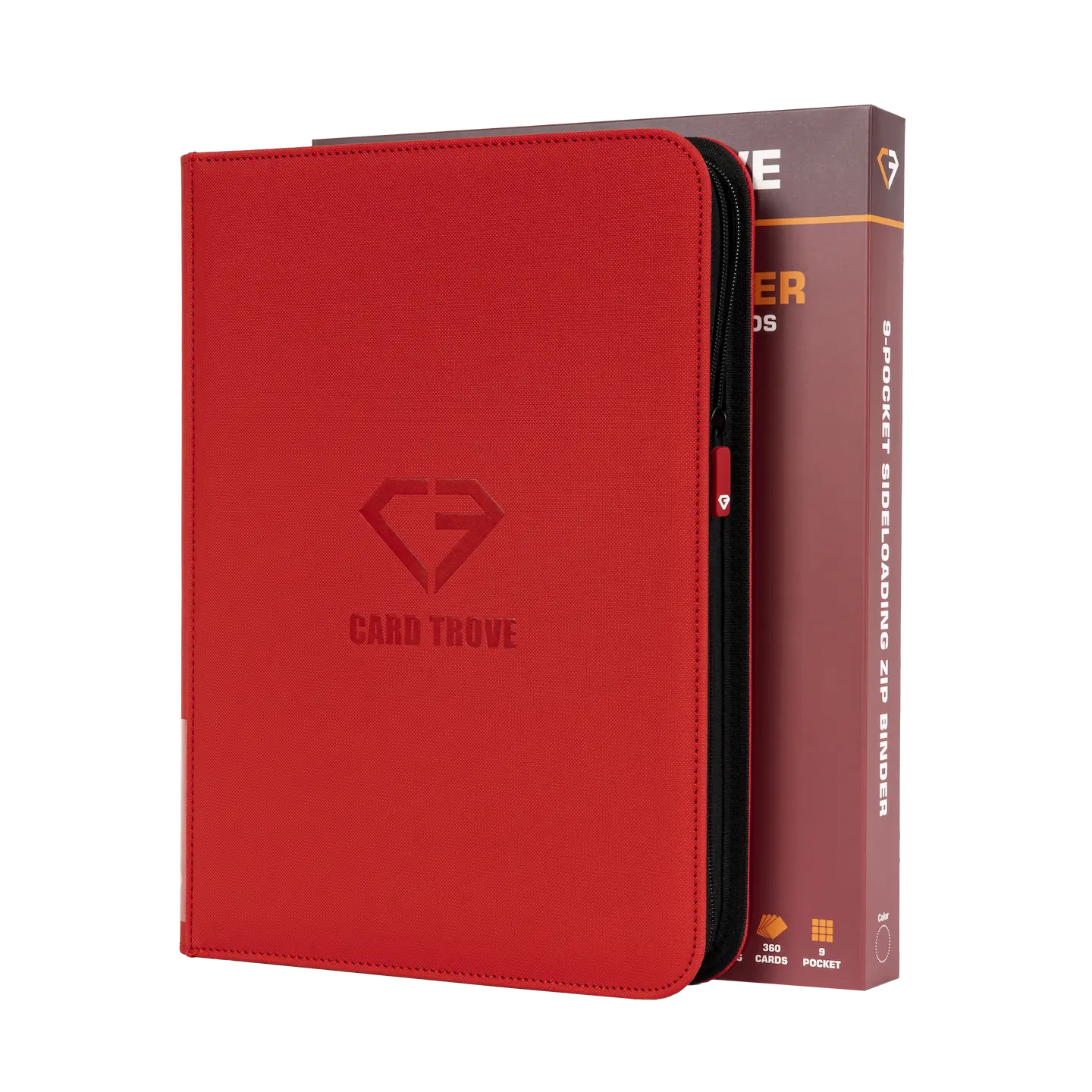 9-Pocket Card Binder Red for storing 360 trading cards with impact-resistant design.