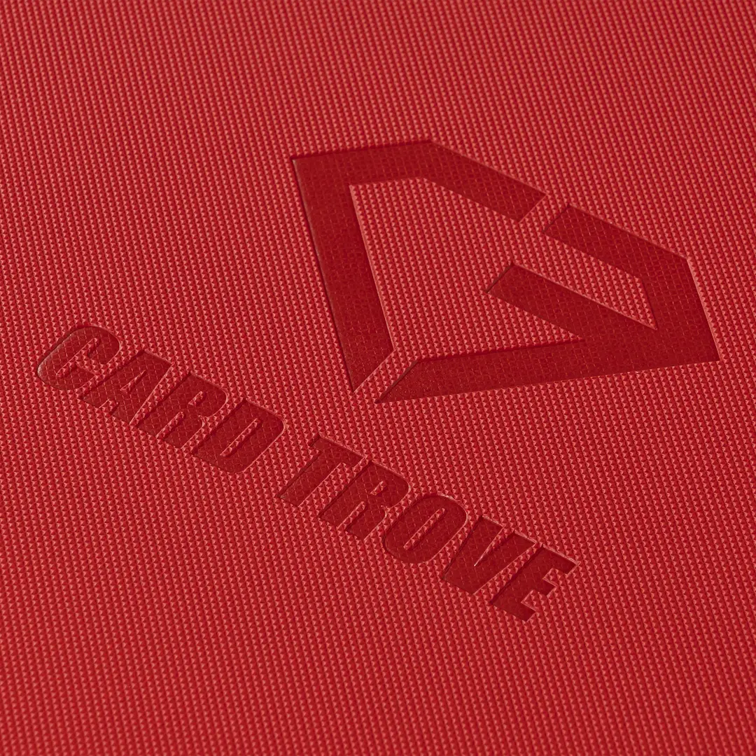 9-Pocket Card Binder Red texture showing Card Trove logo on a premium red surface.