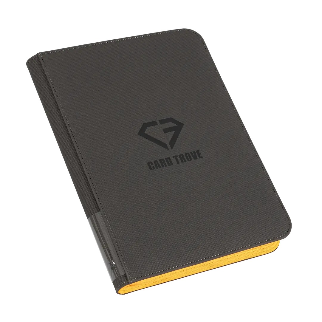 9-Pocket Card Binder - Trove Limited in black with logo, ideal for storing 360 standard trading cards.