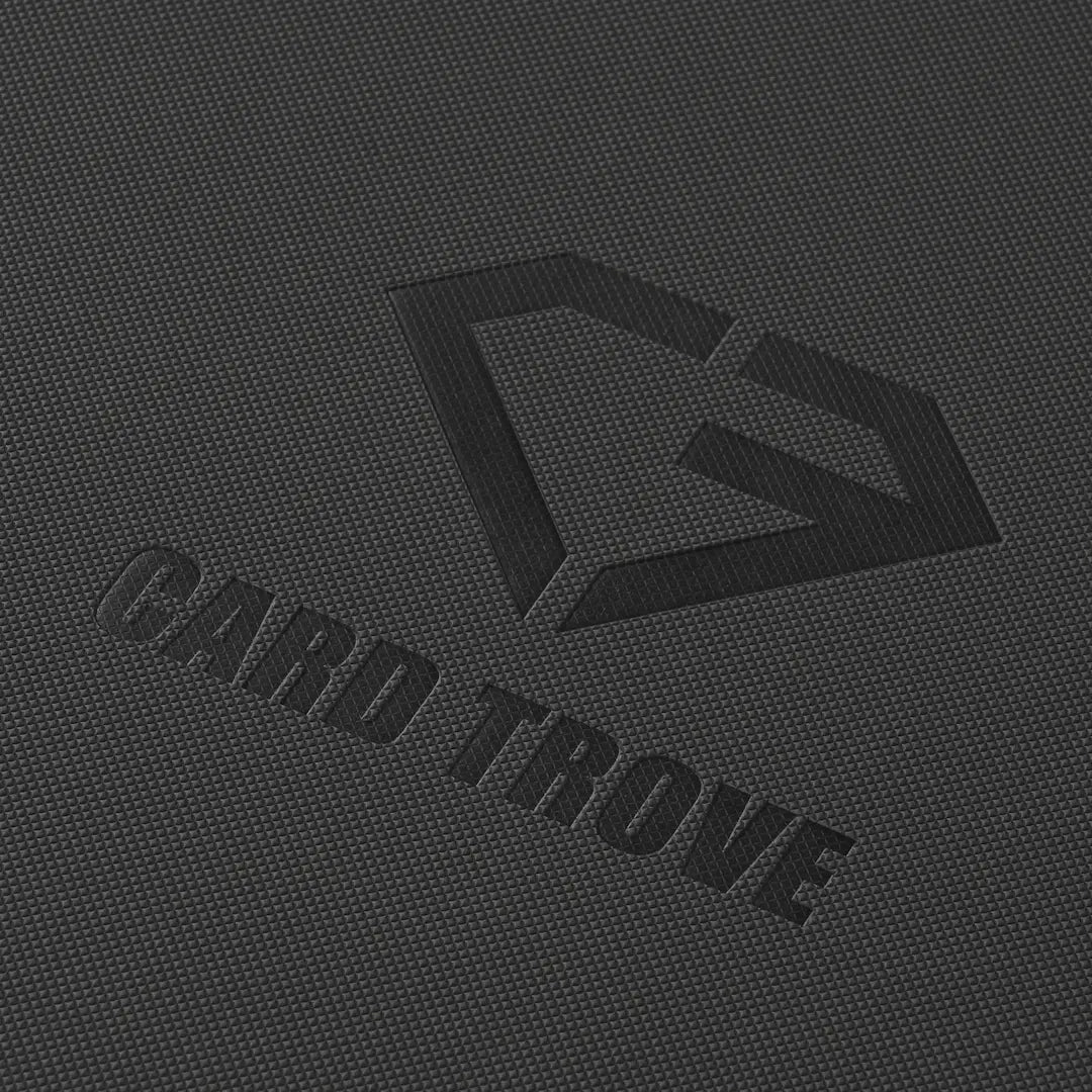 9 Pocket Toploader Card Binder in grey featuring a textured surface and embossed Card Trove logo.