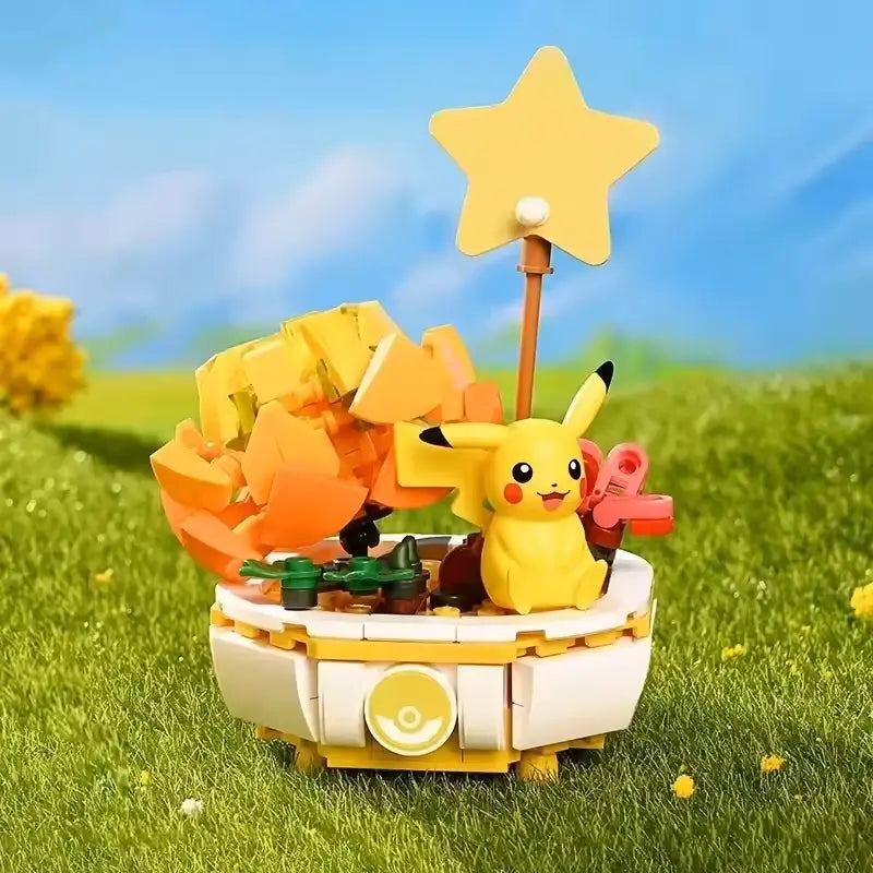 Keeppley Pokémon Bonsai 1.0 Kanto featuring Pikachu in a colorful bonsai set with a star decoration.