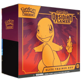 Pokémon SV03 Obsidian Flames Elite Trainer Box featuring Charmander, vibrant design and awesome collectibles.