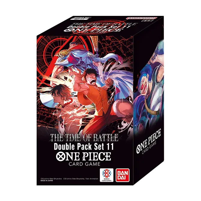 OP16 Double Pack Set Vol.11 showcasing the One Piece Card Game box art with intense battle visuals.