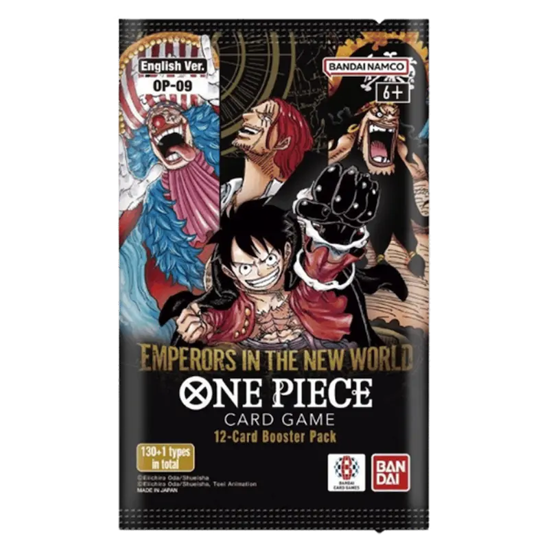 One Piece TCG Emperors in the New World Booster pack featuring unique cards and characters.