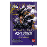 Royal Blood Booster pack for One Piece TCG featuring 12 unique cards, releasing March 21st, 2025.