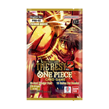 One Piece TCG The Best Volume 2 Booster Box with colorful design and characters, includes 10-card booster pack.