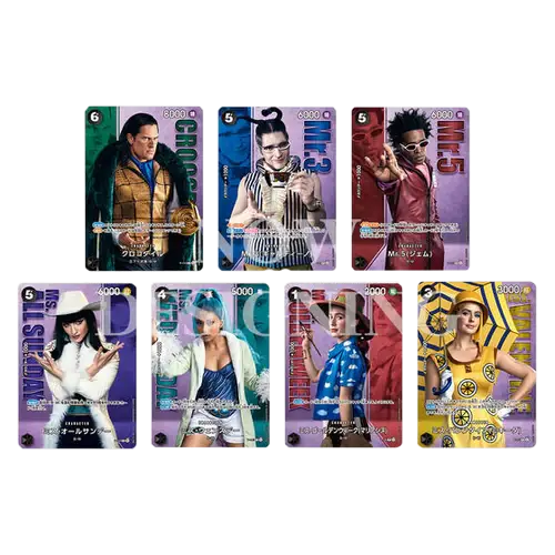 Collection of eight colorful character cards featuring diverse designs and styles, appealing for gaming or collectibles.