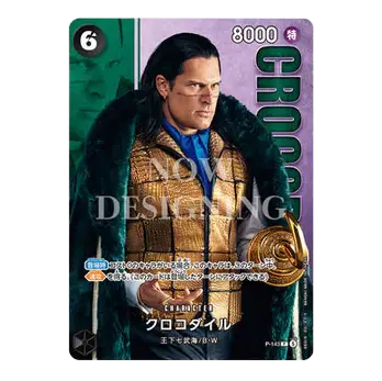 Character Crocodile from card game, wearing a golden armor-like outfit, with a striking pose and design elements.