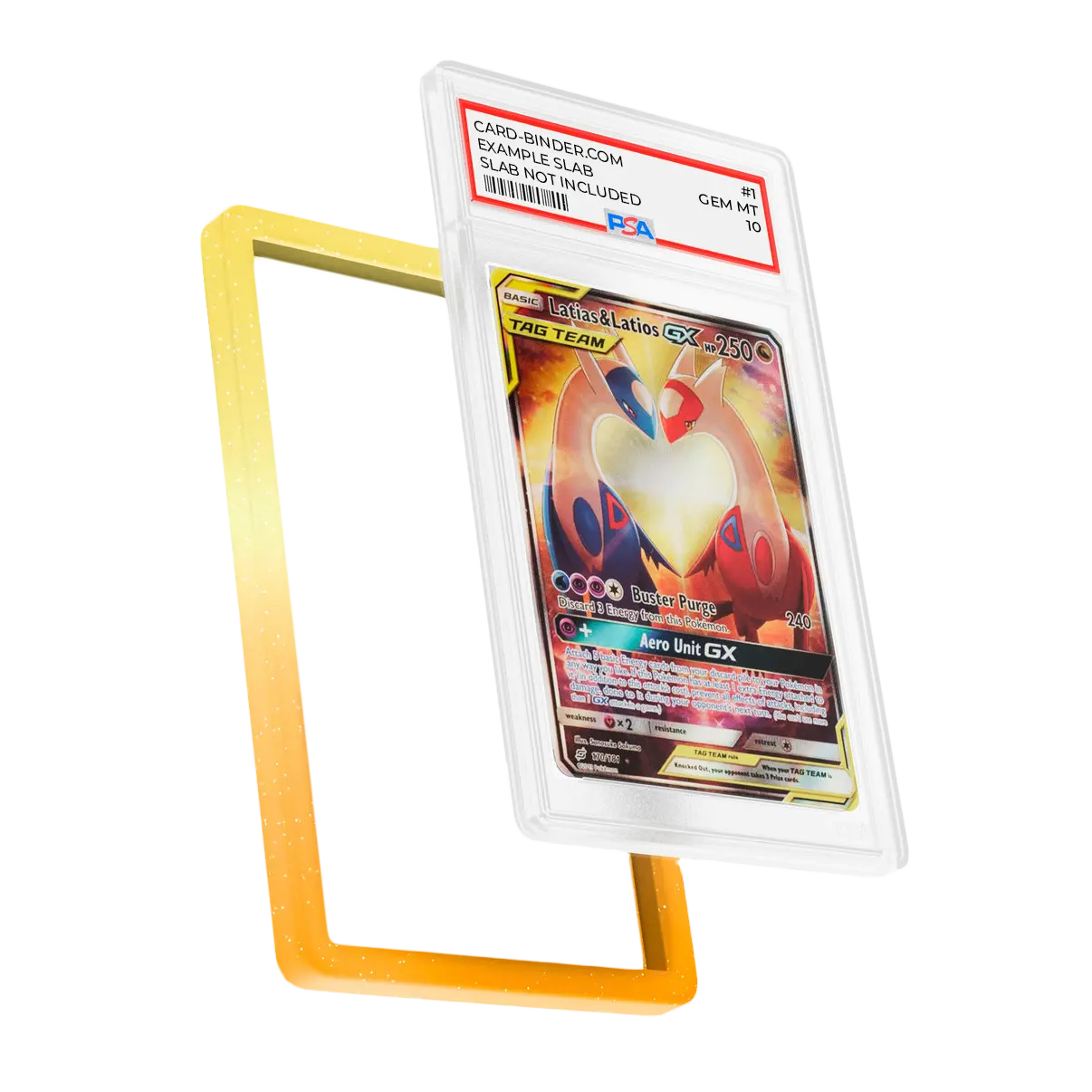 PSA Slab Guard - Electrifying in radiant yellow and orange gradient protecting a Pokémon card.