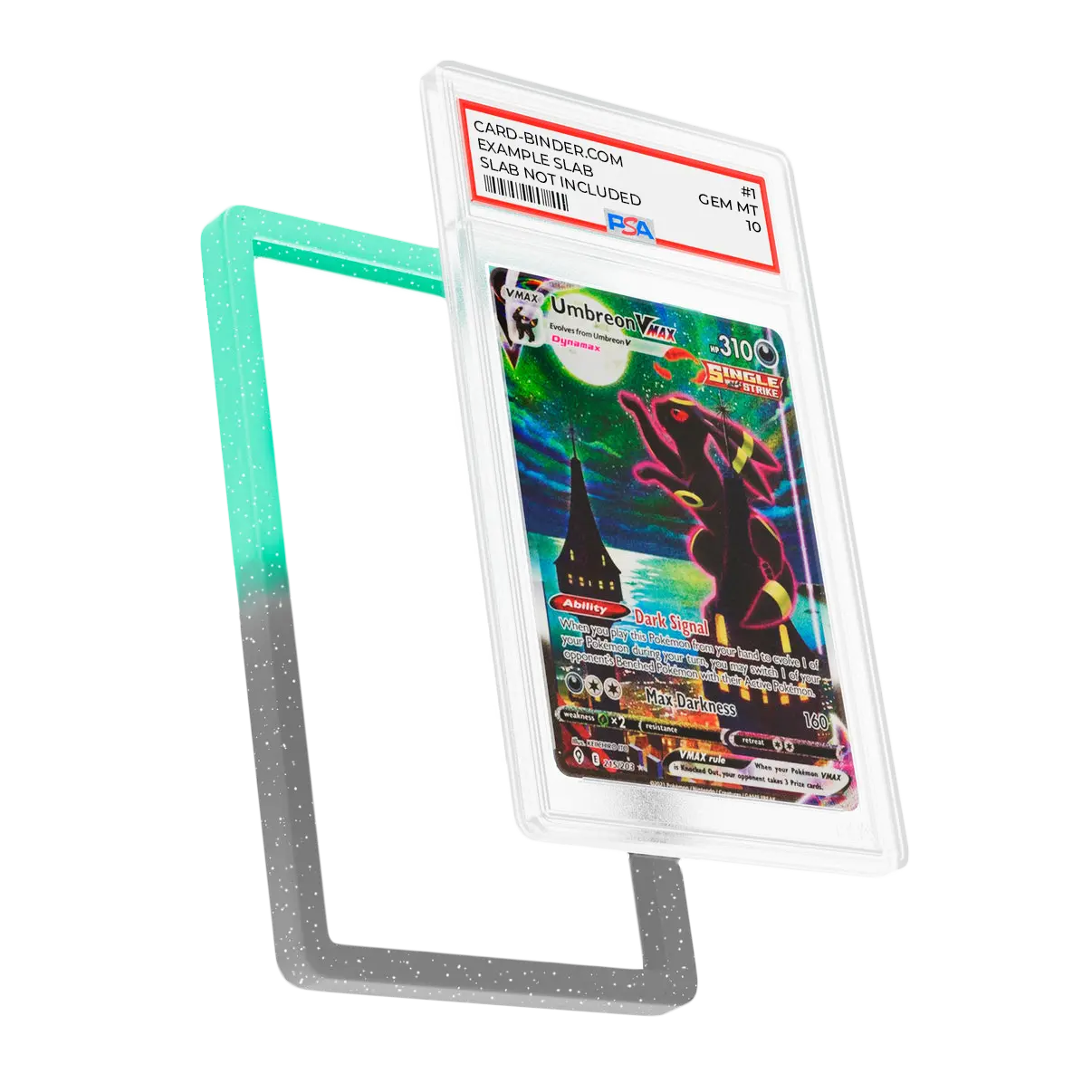 PSA Slab Guard - Radiance protective bumper showcasing beautiful gradient design for Dark Type Pokémon.