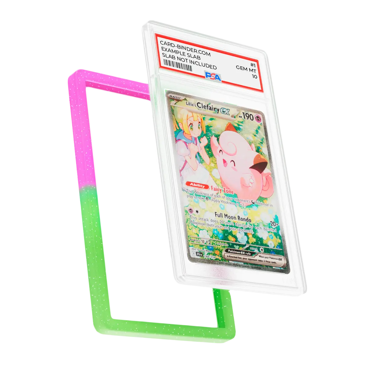 PSA Slab Guard - Serene featuring a vibrant green and pink gradient, perfect for protecting your PSA slab.