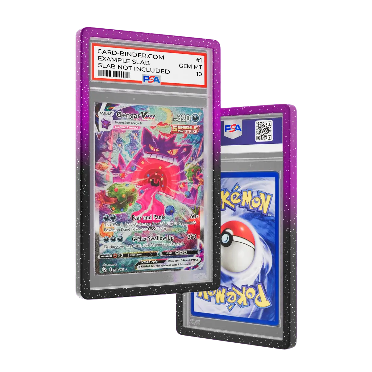PSA Slab Guard - Midnight, beautiful purple and black gradient protection for Gengar PSA 10 slab.