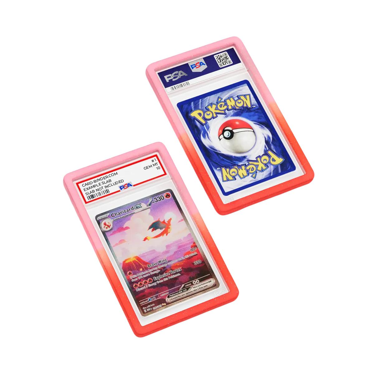 PSA Slab Guard - Coral bumper protection for Pokemon cards in vibrant gradient colors.