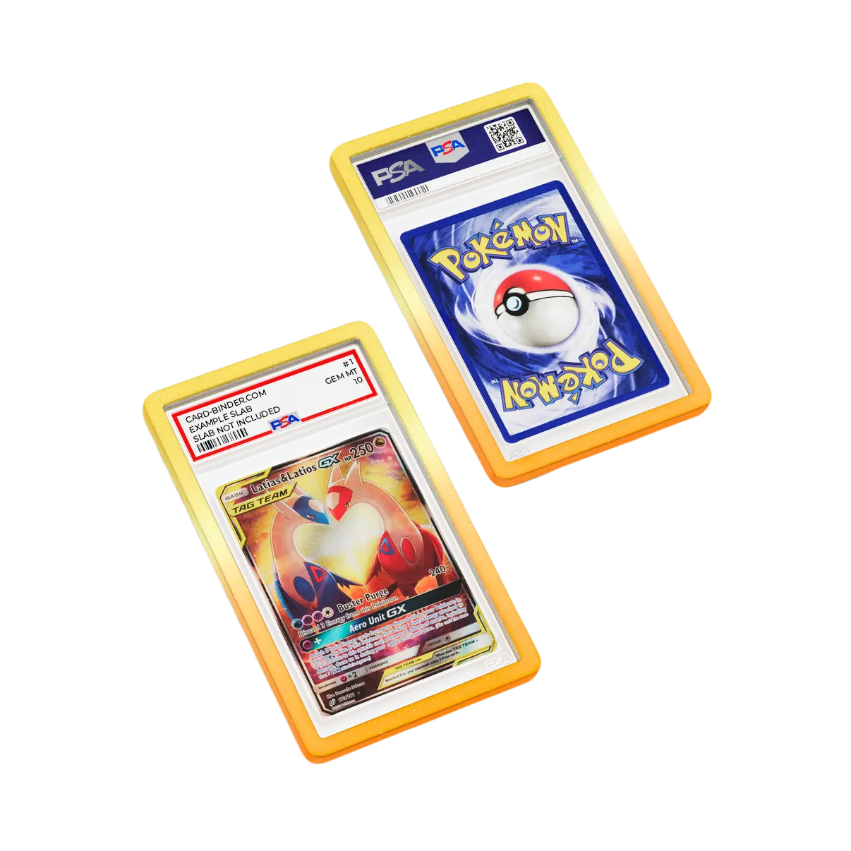 PSA Slab Guard - Electrifying protects Pokemon cards with a radiant yellow and orange gradient design.