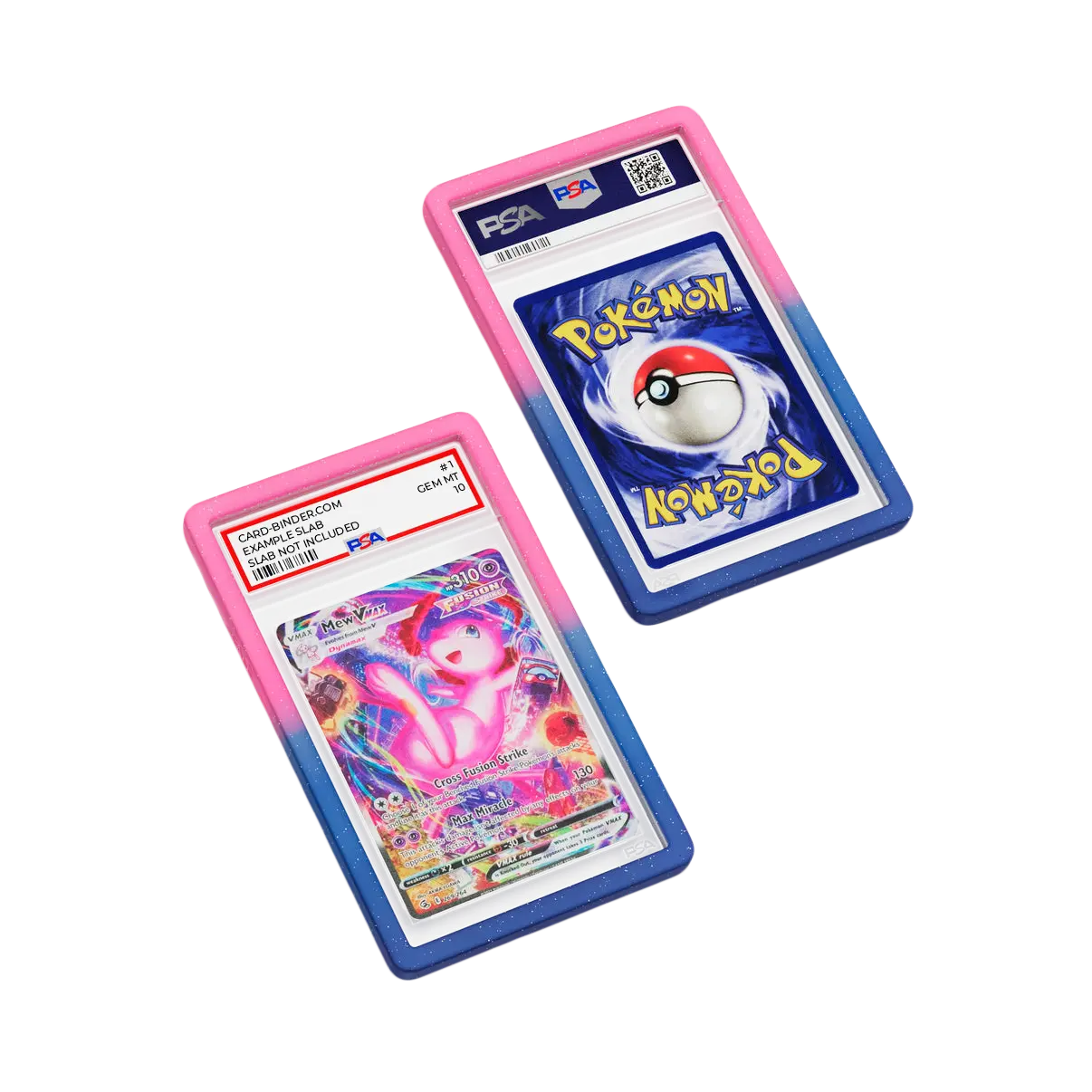 PSA Slab Guard - Whimsical for Mew PSA 10 card, featuring pink and blue gradient for stylish slab protection.