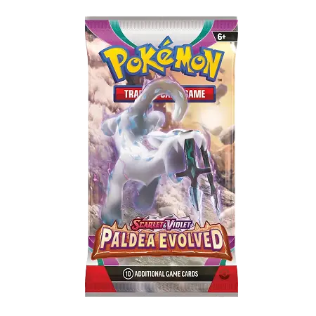 Pokémon SV02 Paldea Evolved Booster Pack showcasing dazzling Pokémon for exciting gameplay!