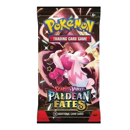 Paldean Fates Booster Pack featuring Shiny Pokémon from Pokémon SV04.5 - Trading Card Game pack with 10 additional cards.