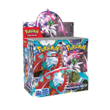 Pokémon Paradox Rift Booster Box featuring stunning artwork and Ancient and Future Pokémon characters.