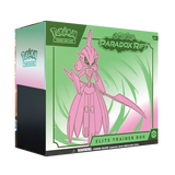 Pokémon Paradox Rift Elite Trainer Box featuring Iron Valiant, vibrant design, Pokémon SV04 collectible.